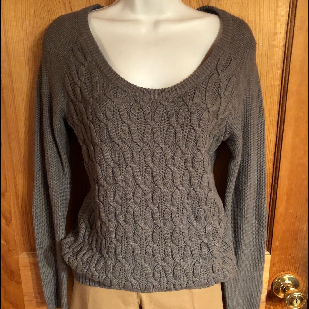Liz Claiborne Gray Cable Knit Sweater, Sz Small